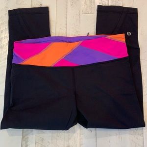 LULULEMON Vibrant Run Inspire Neon Patch Crops 8